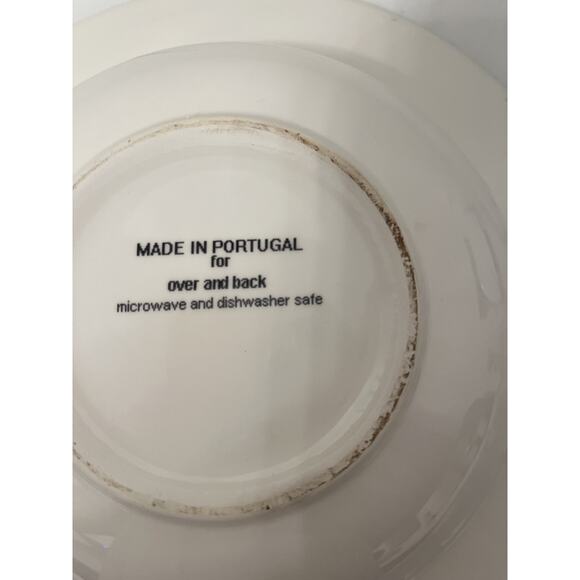 Over and Back Red Spongeware Design Stoneware Serving/Pasta Bowl Portugal 11'" - Picture 5 of 5